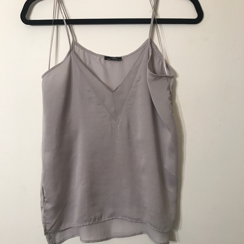 ZARA light grey silky layering camisole S